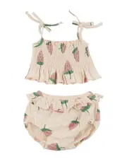 oh baby! Strawberry Print Sunsuit Set