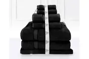 Super Plush 100% Fresh Combed Cotton Bathtowel Set 7PC Black