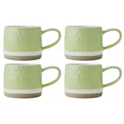 4PK Mikasa 320ml Textured Ombre Coffee Mug Cup Stoneware Green