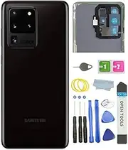 Galaxy S20 Ultra Back Cover Glass Housing Door Replacement for Galaxy S20 Ultra 5G with Tools (Cosmic Black + Lens)