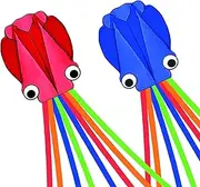 Simxkai Octopus Kite for Kids & Adults, Easy to Fly Beginner Kite for Boys & Girls, 28''*158'' Large Soft 3D Beach Kite for Outdoor Activities (Red, Pink, Blue, Yellow, Green, Purple)