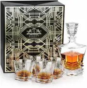 Luxury Decanter & Glasses Set in Gift Box 1 Decanter & 4 Whiskey Glasses