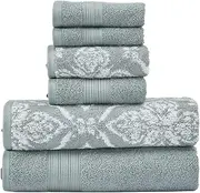 Modern Threads Amaris 6-Piece Reversible Yarn Dyed Jacquard Towel Set - Bath Towels, Hand Towels, & Washcloths - Super Absorbent & Quick Dry - 100% Combed Cotton, Ivy