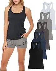 [Sexy Basics] Women's 5 Pack Racerback Workout Tank Tops | Buttery Soft Color Spandex Flex Tanks