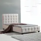 King Single Linen Fabric Deluxe Bed Frame Beige