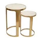Cafe Lighting & Living Isabelle Marble Nesting Side Tables (Gold)