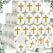 ReliThick 50 Pack First Communion Pocket Tissues Christian Mini Tissues Religious Party Favor Gift 3 Ply Travel Size Tissue for Wedding First Communions, Christenings, Baptism, Easter