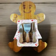 COCO + LOLA Gingerbread Man Cheese Board /Charcuterie & Knife Set Holiday Serve