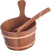 Generic Sauna Bucket and Ladle 4L Versatile Milk Pail with Handle Sturdy Sauna Accessories Storage Container for SPA Bathroom Home