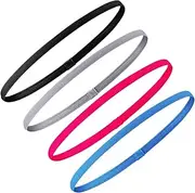 [TIKIYOUN] 4 Pcs Elastic Sports Headbands Set – Thick Non-Slip Headbands for Women and Men in 4 Colour – Workout Head Bands for Women, Running Headband, Hair Bands for Boys & Girls, Sport Head Band for Hair