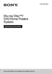 Sony BDV-E6100 BDV-E4100 BDV-E3100 BDV-E2100 Home Theater System Owners Manual