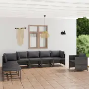8 Piece Garden Lounge Set with Cushions Poly Rattan Grey vidaXL