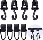 8pcs Stroller Hook Stroller Bag Hook 2 Kinds Mommy Buggy Clips Black 360 Degree Rotating Pram Shopping Hooks Stroller Hanger Hook for Diaper Bag Pushchair Stroller Purse Groceries