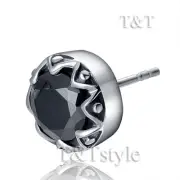 High Quality T&T 316L Stainless Steel Round Stud Earring Single (EZ55)