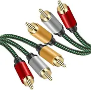 OUGCYG Audio Video RCA Cable 3m, 3RCA to 3RCA Composite AV Cable Compatible with Set-Top Box,Speaker,Amplifier,DVD Player,24K Gold Plated. (3 Meters)