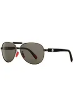 Moncler Aviator-style Sunglasses, Sunglasses, Designer-engraved Lenses - Grey One Size