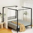 Artiss Bed Frame Metal Four-poster Platform Base Double Size Black POCHY New