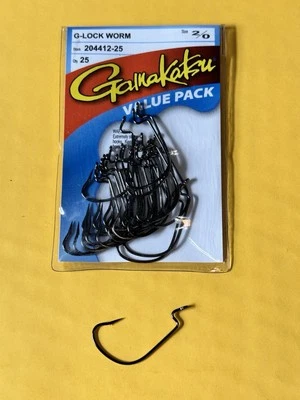 Value Pack of 25 Gamakatsu G Lock Hooks 2/0 High Carbon Steel Black
