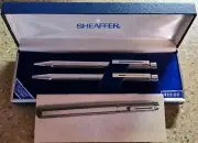 SHEAFFER TARGA 1000 Ballpoint PEN & PENCIL SET Vintage1980s BRILLIANT CHROME NEW