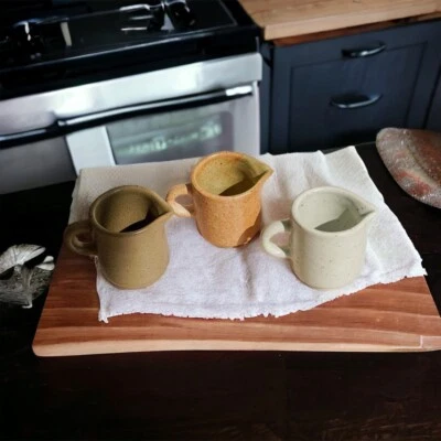 Thai Ceramic Mini Creamer Pitcher for Coffee Milk & Sauce Serving,3oz,Handmade.