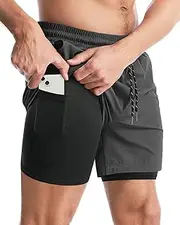 [Aolesy] Men’s 2 in 1 Running Shorts, Workout Gym Athletic Shorts for Men Quick Dry Lightweight Training Shorts with Pockets