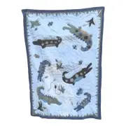 Pottery Barn Kids Baby Quilt RARE Blue Green Corduroy Cotton Nursery NEW W/ TAGS
