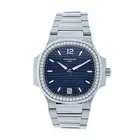 Patek Philippe Nautilus Watch 35MM Blue Index Hour Markers Dial Stainless Steel