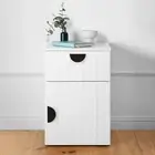 NNEDSZ PORTO BEDSIDE TABLE - WHITE - VJ PANEL - HALF MOON BLACK
