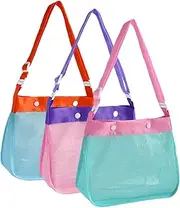 Mesh Bag for Use, Waterproof Mesh Travel Bag, Breathable Collector Bag with Button Closure, Children's Sand Toy for Travel, Camping, Excursions, Holidays