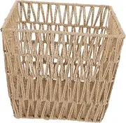 AOKWAWALIY Handwoven Trash Basket Utility Rooms Basket Room Trash Bucket Desktop Organizer Shelf Wicker Waste Basket Woven Toy Basket Woven Waste Storage Rack Paper Rope Office Multipurpose