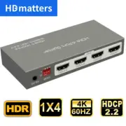 2/4 Port 4K 60Hz HDMI 2.0 Splitter 1 in 4 out HDR HDCP 2.2 EDID Control LPCM7.1
