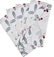Christmas Mistletoe Cloth Napkins in Silver Set of 4 Country Home Cabin Lodge