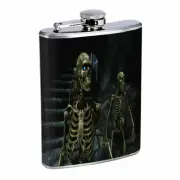 Skeleton Theme D2 Flask 8oz Stainless Steel Hip Drinking Whiskey