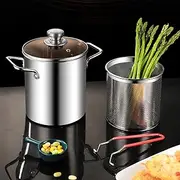 DJAPWPX Deep Fryer Pot 304 Stainless Steel Fry Pot with Basket and Lid, 3.2Quart (01)