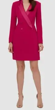 Adrianna Papell Womens Pink Crepe Tuxedo Sheath Dress Size 4