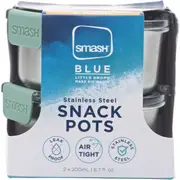 Smash Blue Stainless Steel Snack Pots 200ml Assorted 2 Pack