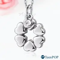 在飛比找Yahoo奇摩購物中心優惠-鋼項鍊 ATeenPOP 珠寶白鋼 祝福花圈 送刻字 愛心項