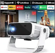 ZDK Smart Projector Car Trapezoidal Correction, WiFi Bluetooth Portable Mini Projector Full HD 1080P Supported, Dustproof LED Projector 180° Rotatable All Zoom for Home Cinema/Outdoor Mobile Phone