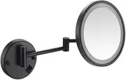 Makeup Mirror with Lights and 10X Magnification, LED Wall Mounted Bathroom Vanity Mirror, Rotable Extendable Shaving MirrorBlack,USB