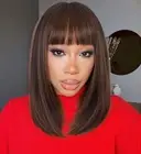Quick Wig Short Bob Wig with Bangs Straight Layered Bob Wig for Women Glueles...