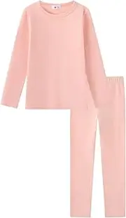 [UTTPLL] Girls Thermal Ultra Soft Underwear Sets for Kids Warm Long Johns Set Toddler Boys Winter Base Layer Shirt & Pants Pink Medium(90) /2T, Pink