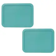 Pyrex 7210-PC Turquoise Rectangle 3 Cup Storage Lid Cover 2PK for Glass Dish