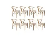 Set of 8 Levede Hans Wegner Chairs Natural