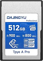 Professional 512GB CFexpress Type A Card, Up to 900MB/s Read Speed & 800MB/s Write Speed, CFexpress Type A Memory Card for 4K 120P,8K RAW Video Recording Compatible with Sony Cameras