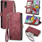 Compatible with Samsung Galaxy A51 5G SC-54A Case,Compatible with Samsung Galaxy A51 5G 2020 Card Holder PU Leather Flip Stand Magnetic Closure Phone Cover Red