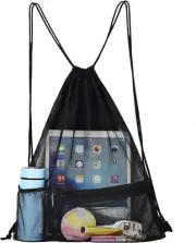 Mesh Drawstring Bag, Gym Equipment Storage Bag Mesh Bag for Sports, Ball Backpac