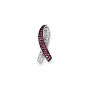 14k White Gold Real Diamond u0026 Pink Sapphire Awareness Slide Pendant