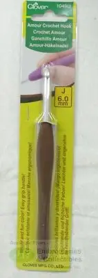 Clover Amour Crochet Hook, Easy Grip Elastomer Handle, 6.0mm #1049/J