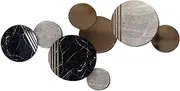 SINYUIF Metal Wall Decoration, Marble Texture Finish, European Creative 3D Stereo Circle Geometric Shapes Home Hotel Club Hall Entrance Wall Decoration Mural for Living Room Bedroom Office
