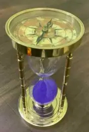 Handmade Shiny Brass Compass Hourglass Nautical Maritime Old Sand Clock Timer